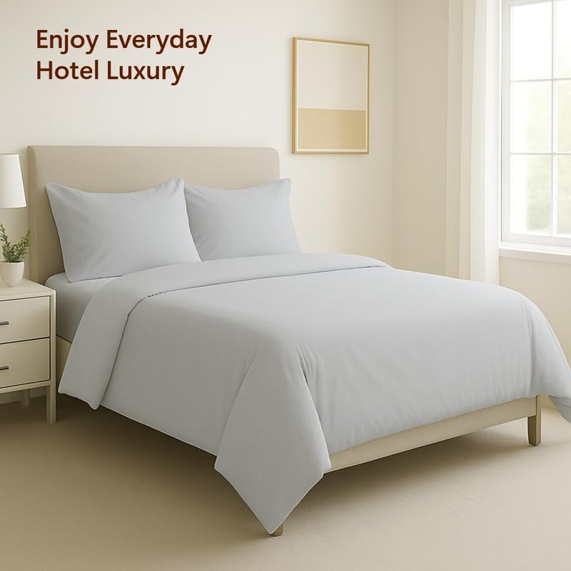 Peru Pima 415 Thread Count Percal Full/Queen Duvet Cover Set - 100% Peruvian Pima Cotton, 3 Piece (1 Cover, 2 Pillowcases) - Cooling, Crisp, Deep Pocket, Hotel Quality Bedding - Slate - Image 3